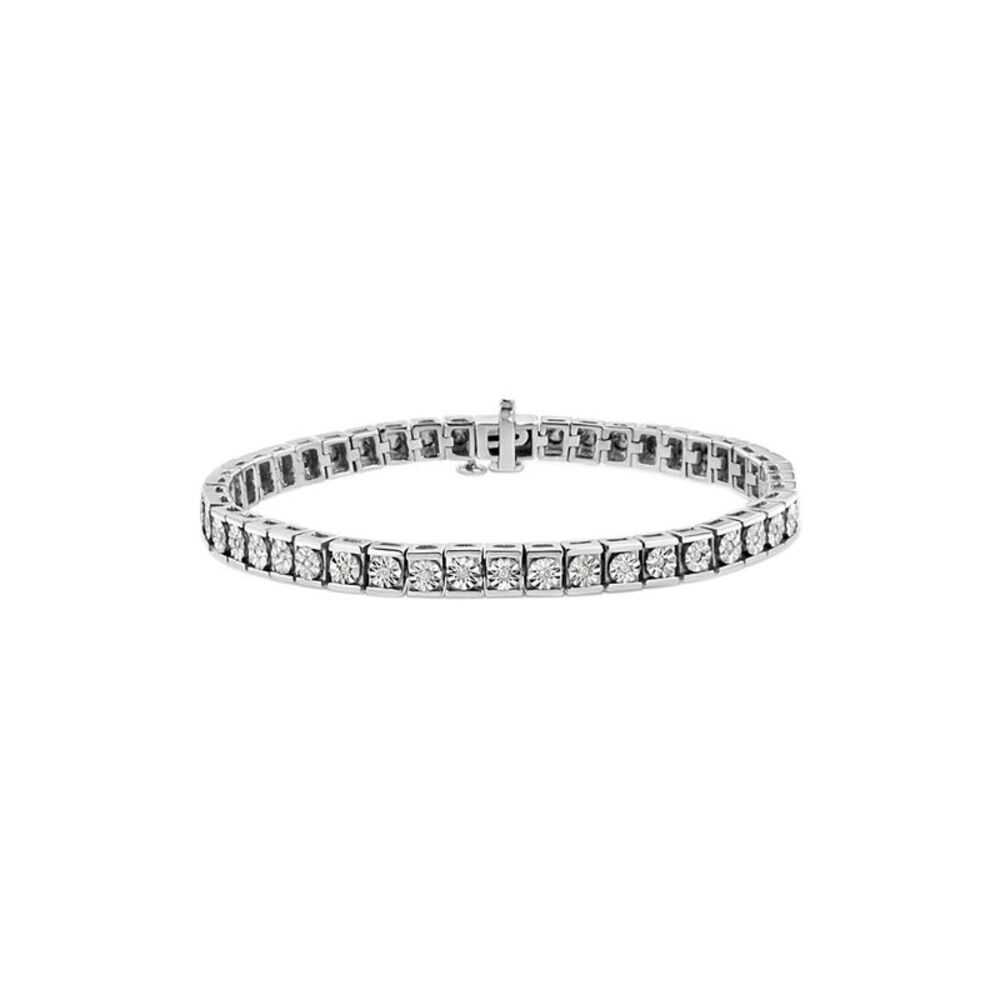 Haus Of Brilliance Silver 0.10 Ct. Tw. Diamond Tennis Bracelet